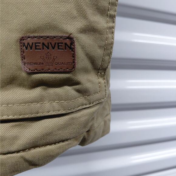 Wenven Mens Medium Canvas Utility Vest Khaki Warm Work Outdoor Jacket Gorpcore - Picture 4 of 10